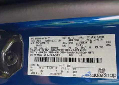 2018 Ford F-150 Xlt from USA, damaged, VIN 1FTEW1E56JFE32654